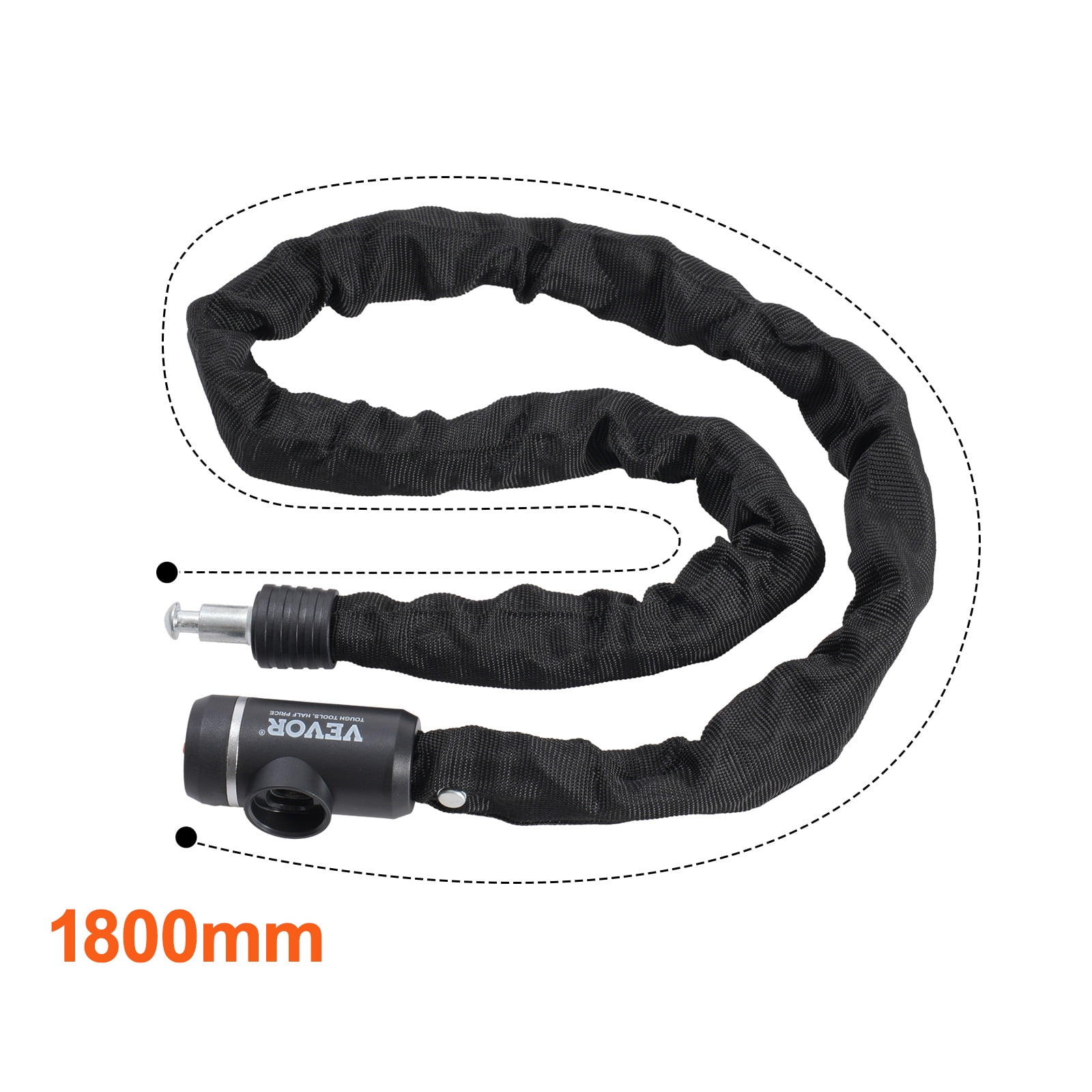 VEVOR Bike Chain Lock, 3.94 Ft Combination Bicycle Chain Lock with 3 Keys, Heavy Duty Anti-Theft High Security Bike Locks, Perfect for Bike, Motorcycle, Scooter, Bicycle, Door, Fence or Gate, 10mm