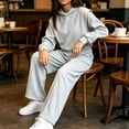 thumbnail image 6 of Stamzod Girls Fashion 2 Piece Sweatsuit Set Casual Long Sleeve Cropped Hoodie and Pants Fall Winter Clothes for Kids Size 5-15 Gray W 14-15Years, 6 of 7
