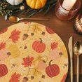 thumbnail image 3 of Thanksgiving Round Braided Placemats Set of 8, Cartoon Pumpkin Maple Leaf Heat Insulation Place Mats Washable Non-Slip Table Mats for Kitchen Dining Party, 15 Inches, 3 of 9