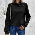 thumbnail image 2 of GigrtiJin Women's Casual Blouses Turtleneck Long Sleeves Pullover Button Tops Fashion Comfy Loose Sweatshirts, 2 of 9