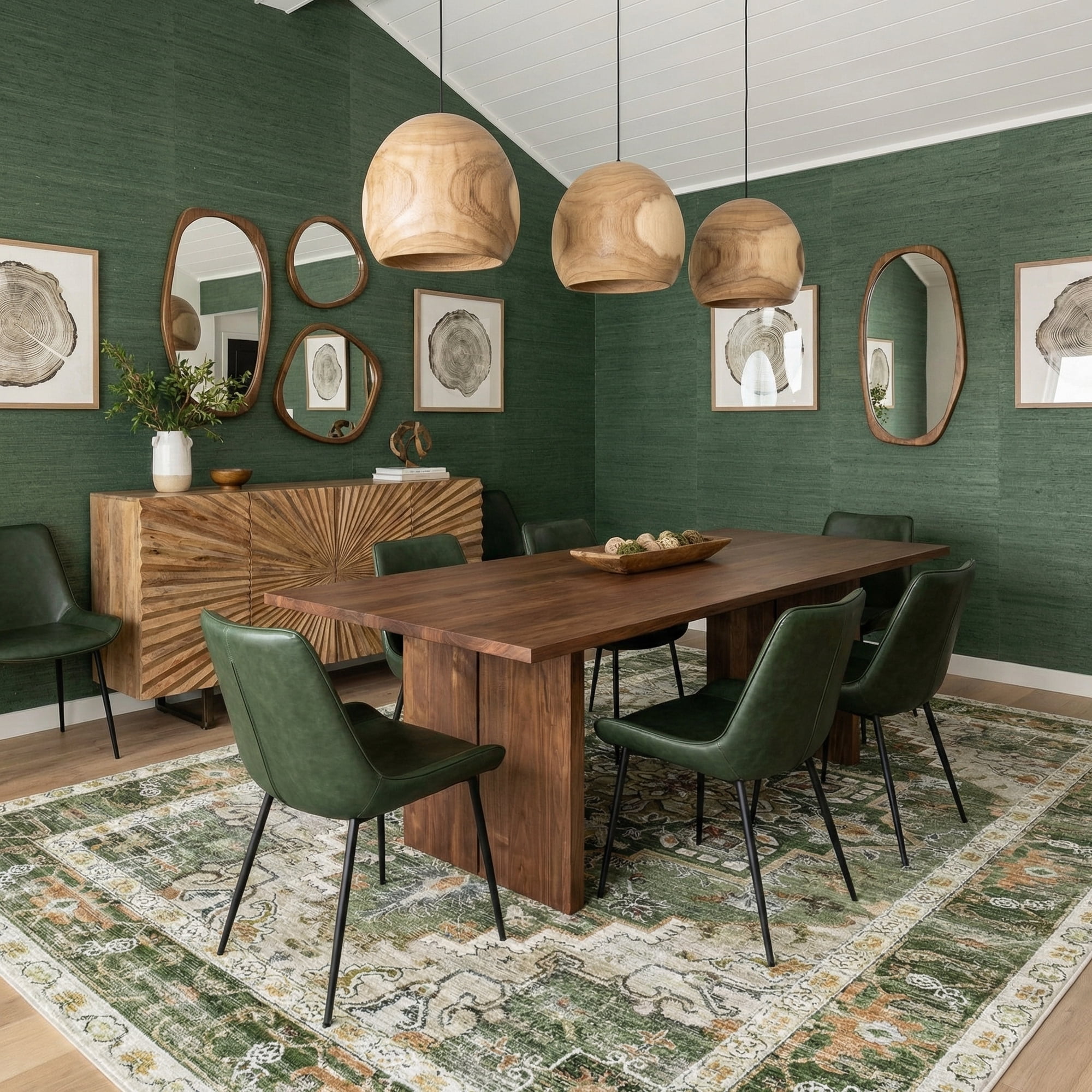 Kokia 6x9 Oriental Area Rug Living Room Washable Non Slip Boho Soft Rugs Bedroom Dining Room Decor-Green