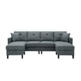 thumbnail image 4 of Gewnee Modular Sofas and Couches Sectional 4 Seater U Shaped Sofa with Storage Ottoman (Gray), 4 of 10