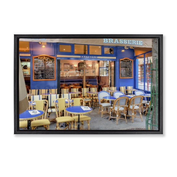 Stupell Industries Parisian Brasserie Terrace Black Framed Floater Canvas Wall Art, design by Alan Blaustein