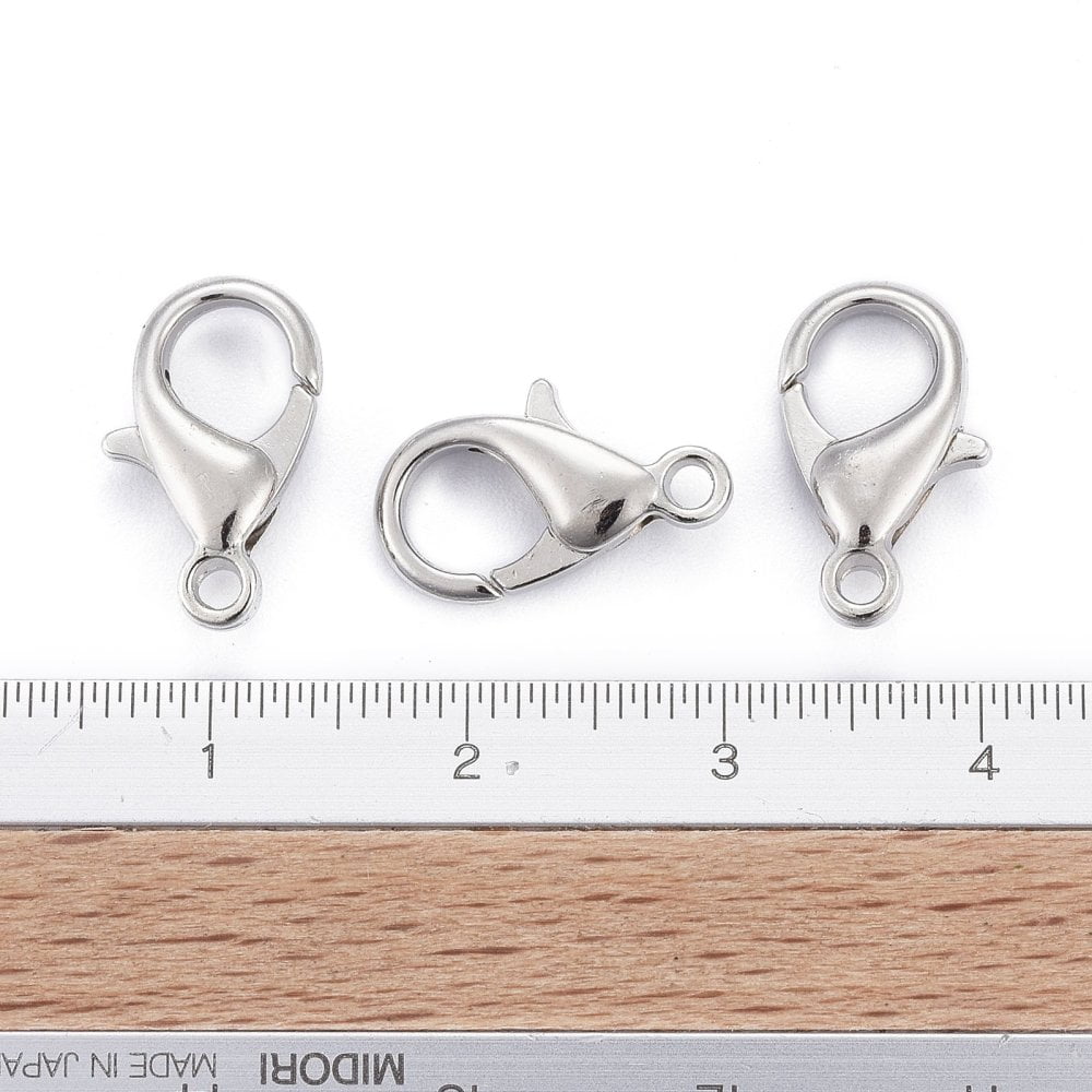 Zinc Alloy Lobster Claw Clasps Parrot Trigger Clasps Cadmium Free & Nickel Free & Lead Free Platinum 14x8mm Hole: 1.8mm