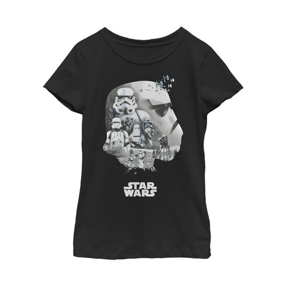 Girl's Star Wars Stormtrooper Collage Graphic Tee Black Small