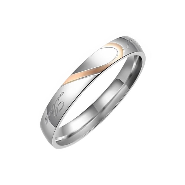 keepw Ring Stainless Steel Fashion Lightweight Portable Heart Present Finger Rings Sturdy Simple Waterproof Jewelry Festival 6 Size(Woman2)