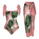 thumbnail image 1 of MKLEKYY Trajes De Baño Mujer 2 Piezas Women 1 Piece Swimwear+1 Piece Cover Up Two Piece Vintage Print Swimsuit Monokini Bikini 2 Piece Swimsuits Two Piece Tankini Set 1582, 1 of 4