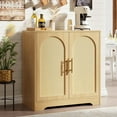 thumbnail image 3 of Rattan Sideboard Buffet Cabinet, 30 Inch Modern Storage Cabinet with 4 Doors, Boho Accent Console Table & Coffee Bar for Living Room, Dining Room, Entryway, Natural, 3 of 7
