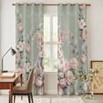 thumbnail image 3 of Easter Bunny Kitchen Curtains Window Panels, Cute Rabbit Rose Floral Country Leaves Plants Green Insulated Window Treatment Curtain, Grommet Curtains for Bedroom/Living Room, 2 Piece 42"Wx84"L, 3 of 8