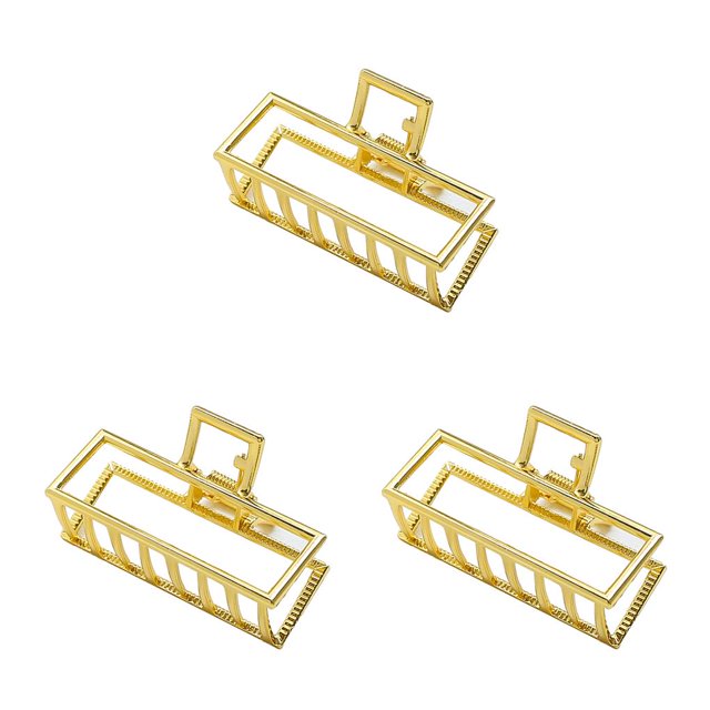 maskred Fashion Claw Clips Large Simple Style Handy Simple Style Sturdy Exquisite Accessories Barrettes for Women Gold/Rectangle 3Set