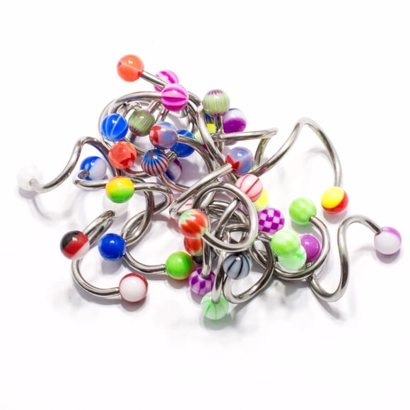 Twister Ring Spiral Pack 20 Belly 14G Navel Lip Ear Helix Barbell Assorted Beads