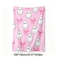 thumbnail image 3 of Bcylexb Halloween Throw Blanket. Cute Ghost Pink Bow Spooky Soft Flannel Blanket Fall Holiday Decor Cover for Sofa Couch Bed Chair Machine Washable, 39.3"x59", 3 of 8