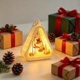 thumbnail image 3 of Christmas Hanging Night Light – Triangular LED Lamp with Tree, Santa & Snowman Pattern, Warm White Glow, Battery Operated Desktop Decor for Xmas Home, 3 of 5