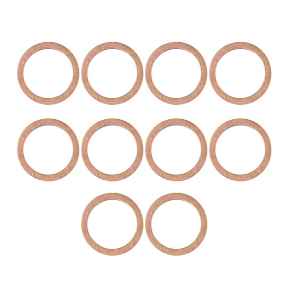 10pcs 18 x 24 x 1mm Copper Tone Engine Oil Drain Crush Flat Washer Gaskets for Car