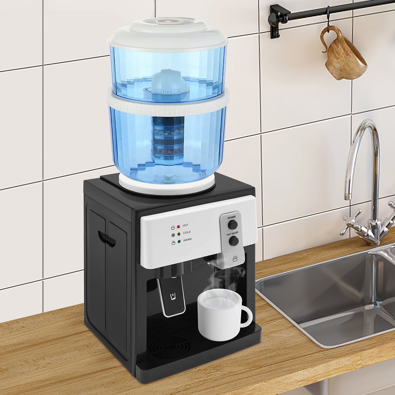 5 Gallon Top Loading Water Cooler Dispenser Countertop Hot & Cold Drinking Machine 110V