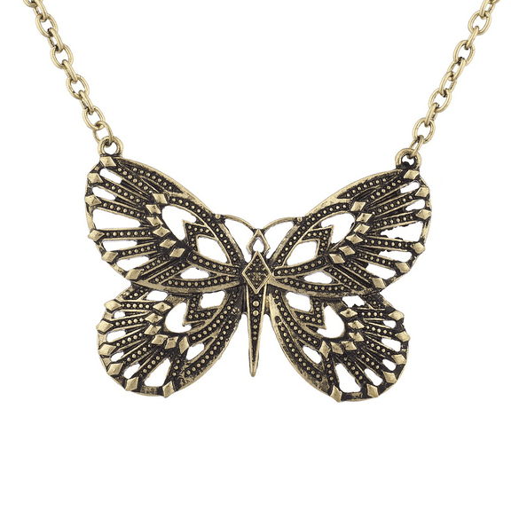 Lux Accessories burnished Gold Boho Butterfly Novelty Bohemian Jewelry Necklace