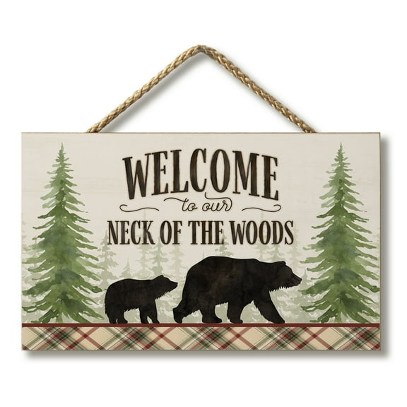 CounterArt "The Woods Welcome" Hanging Wood Wall Sign