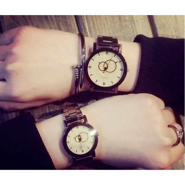 Women Mens Watch Lovers Couple Watch Stainless Steel Quartz Analog