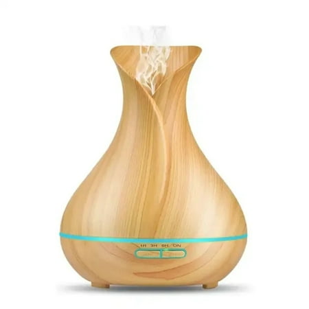 

Air Humidifier 400ml Oil Diffuser Wood Grain LED Power-off Protection Night Light Timing 7 Colors Mist Sprayer Spa