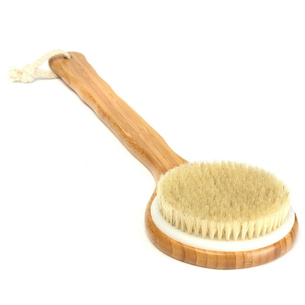 15.7 Bath Brush Natural Bristle Exfoliating Extra Long Handle Shower Brush  Wooden Brush Back Body Scrub Scrubber Massager Shower Skin Spa for Shower  Cleaning 