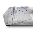 thumbnail image 3 of Modern Soft Flannel Fleece Throw Blanket, Fluffy Sketchy Hand Drawn Clouds with Hanging Hearts Work of Art, Cozy Plush for Indoor and Outdoor Use, 60" x 80", Violet Blue Magenta, by Ambesonne, 3 of 6