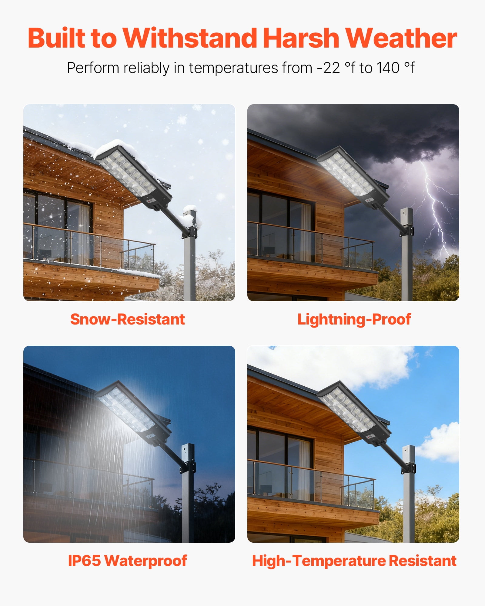 VEVOR 8000W Solar Street Light Outdoor, 450000LM, Commercial Parking Lot Light Dusk to Dawn, LED Flood Security Lamp with Motion Sensor, IP65 Waterproof Outdoor Lighting, for Driveway Yard, 1 Pack