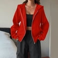 thumbnail image 6 of Women's Zip Up Hoodies Oversized Fleece Long Sleeve Sweatshirts Casual Fall Jacket Coat with Pocket, 6 of 6