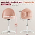 thumbnail image 5 of CloudRest Pro Vanity Chair with Back & Wheels, Adjustable Swivel Velvet Stool for Bedroom, Home Office, Pink, 5 of 10