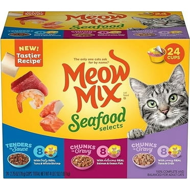 Meow Mix Seafood Selects Wet Cat Food Variety Pack, 2.75 Ounce (Pack of 24)