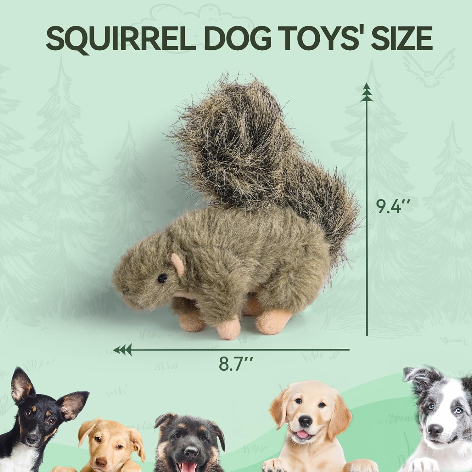 Interactive Dog Squirrel Plush Squeaky Toy - Perfect Puppy Enrichment Toy, Large