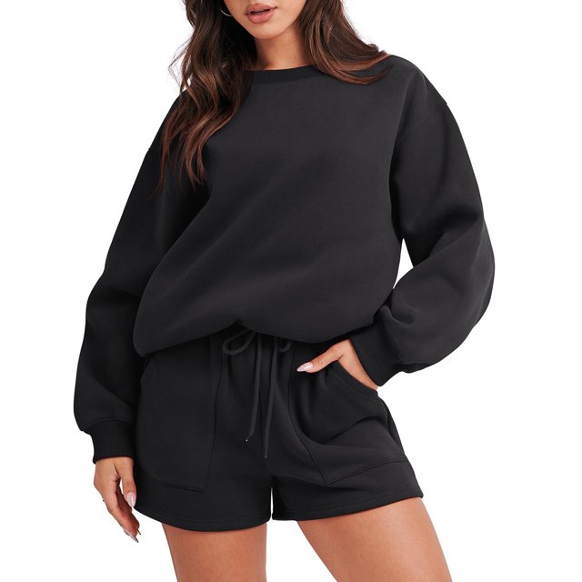 Women 2 Piece Outfits Hoodie Short Set Oversized Sweatshirt Shorts Sweatsuit Fall Clothes