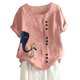 thumbnail image 4 of ICHUANYI Clearance Women's Fashion Summer Round Neck Leisure Short Sleeve Printed Buttons Tops(Pink, XL) Ichaunyi WER2023081018027, 4 of 7