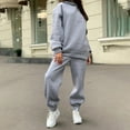 thumbnail image 1 of 2 unids mujeres chándal traje jersey manga larga capucha calientes pantalones de sudor traje conjunto trajes otoño invierno para jogging Gris m Soledad Chándal de sudor, 1 of 9