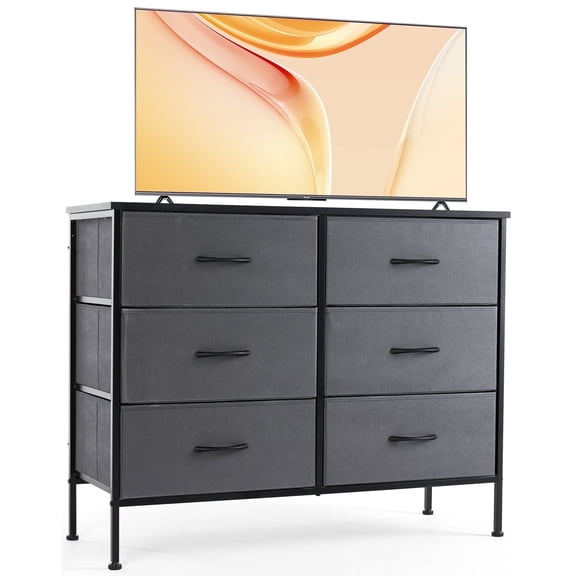 CONCETTA 6-Drawer Fabric Dresser Storage Chest for Bedroom, Closet, Storage Furniture for Adults, Gray