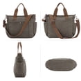 thumbnail image 5 of URSOFINE Women's Canvas Tote Bag, Multi-Pocket Vintage Work Handbag with Adjustable Strap, Lightweight Crossbody Shoulder Purse for Travel, Daily Commute & College （Gray）, 5 of 8