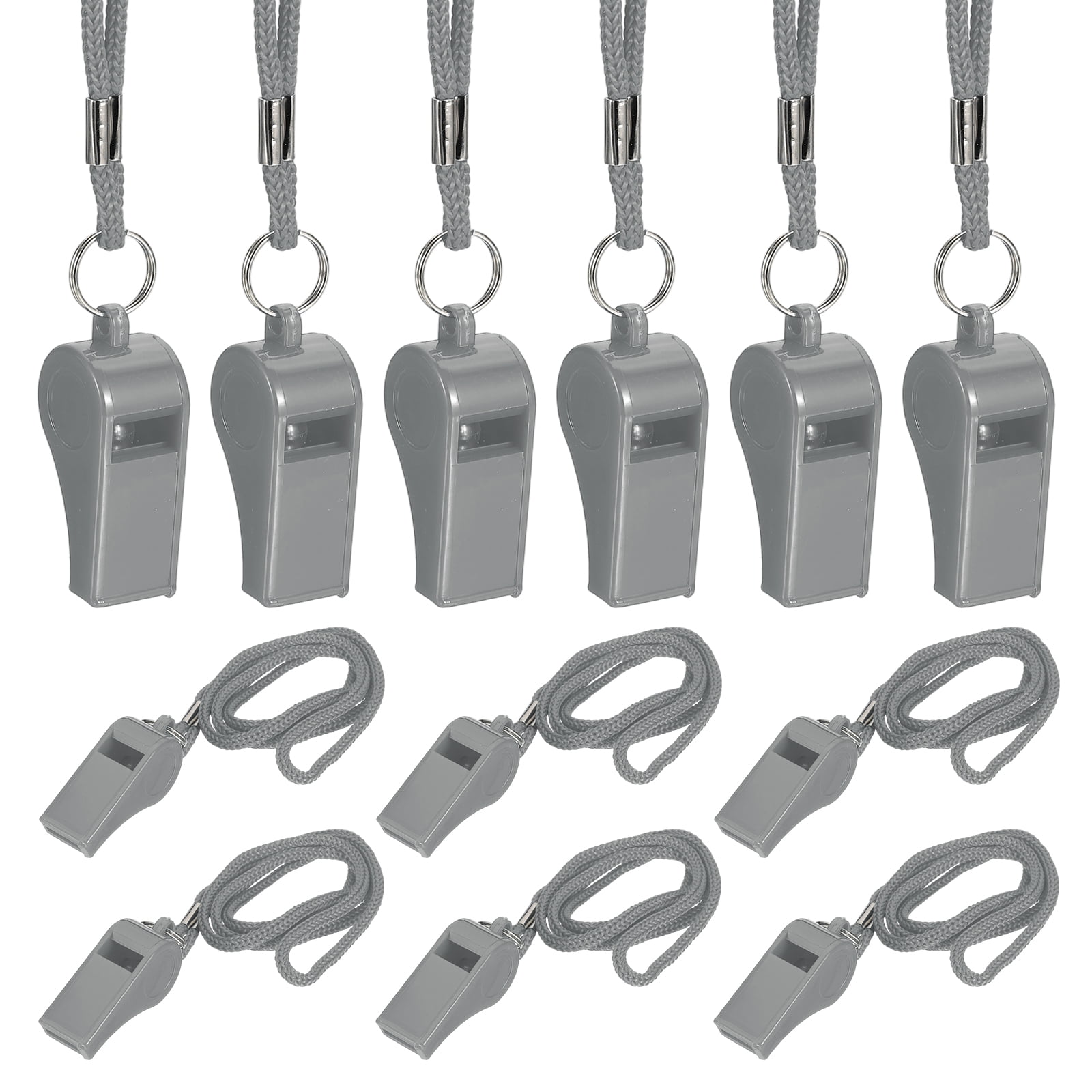 Uxcell Plastic Whistles with Lanyard, Training Sports Gather Whistles Loud Crisp Sound Colorful Bulk Whistle 12 Pcs & Gray -Fitting for (Coaches/Referee/Outsides/Team Events)