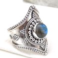 thumbnail image 2 of Blue Fire Labradorite Ring, 925 Silver Ring, Tribal Statement Ring, Designer Ring, Handmade Jewelry, Wide Band Ring, Personalized Gift Ring*, 2 of 4