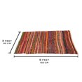 thumbnail image 5 of Aakriti Handmade Rag Rug, Chindi Rug, Multicolored, Indian Rug, Recycled Rug, Boho Style, Decorative Rug ( 5x3 ft) (Beige), 5 of 5