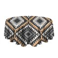 thumbnail image 5 of Brown Geometric Triangle Diamond Pattern Round Tablecloth 60"x60",Wrinkle Wipeable Table Cloth for Kitchen Dining Room Picnic Patio Party, 5 of 6