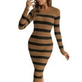 thumbnail image 2 of Taylonsss Womens Striped Round Neck Long Sleeve Sweater Dress Casual Comfort Everyday Outfit, 2 of 6