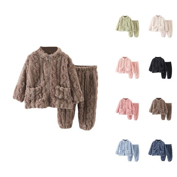 Girls' Fashion Girls' Clothing Sets Girls Flannel Pajama Set Warm Winter Outfit Soft Sleepwear For Toddler Kids Cozy Home Loungewear