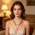 thumbnail image 6 of Daily Wear Layered Pendant Necklace for Women, Beaded Three Strand Collarbone Jewelry Set with Flower Detail for Parties and Travel Looks, 6 of 9