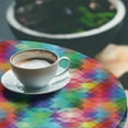 thumbnail image 2 of Ambesonne Geometric Fitted Round Tablecloth, Triangles, 36"- 40" Diameter, Multicolor, 2 of 5