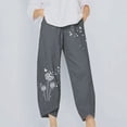 thumbnail image 2 of Pantalon Large Brodé en Coton et en Lin Décontracté pour Femmes, 2 of 4