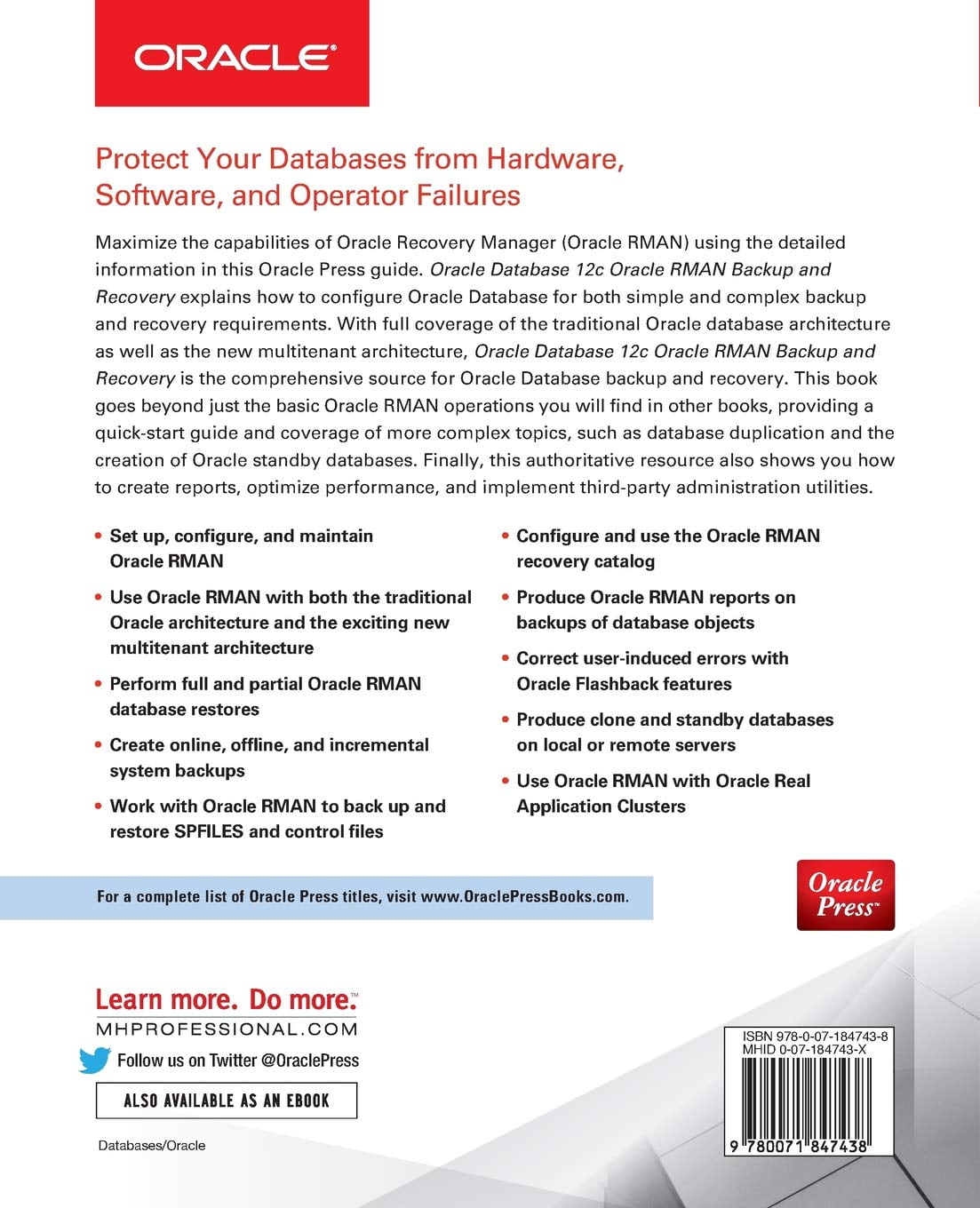 Oracle Database 12c Oracle RMAN Backup And Recovery (Paperback ...