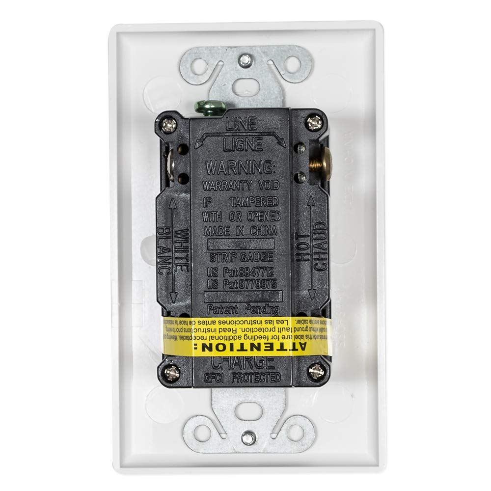 Eastman Tamper Resistant Self-Test Slim GFCI Outlet with LED Indicator and Wall Plate, 20 Amps 125 Volts, White, 62175