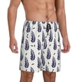 thumbnail image 2 of Rateoe Blue Leaves Print Men's Lounge Shorts – Soft & Breathable Pajama Bottoms with Pockets, Elastic Waistband, Lightweight Sleepwear for Nightwear & Loungewear-Medium, 2 of 6