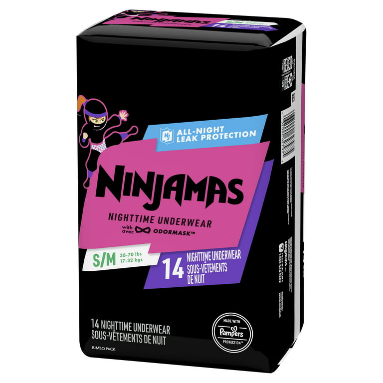 Pampers Ninjamas Nighttime Pants Girls Toddler Size S/m, 14 Count
