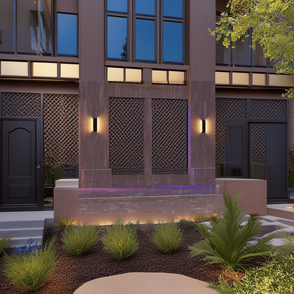 16" Outdoor Commercial Wall Lighting, Smart LED Wall Sconce, 100-265V, Color Changing Wall Light with Remote
