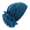 thumbnail image 2 of VJGBEGW Lace Trim Pre-Tied Turban Headscarf Hat for Women Floral Lace Ruffle Side Chemo Head Wrap Soft Stretch Breathable Hair Cover Head Scarf Cap Sky Blue One Size, 2 of 4